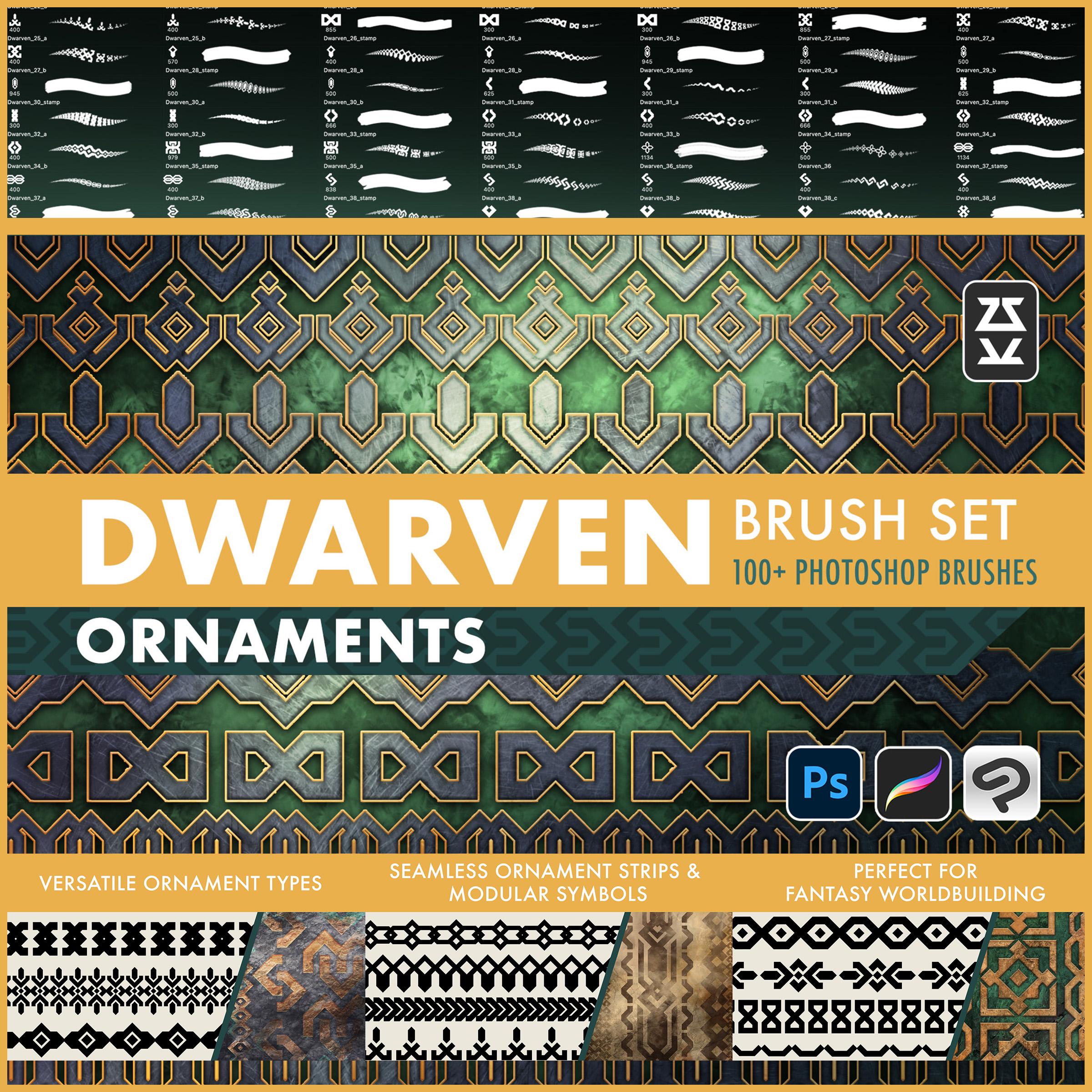 Dwarf Ornaments Brush Set | Procreate | Photoshop | CSP | Decor Brushes ...