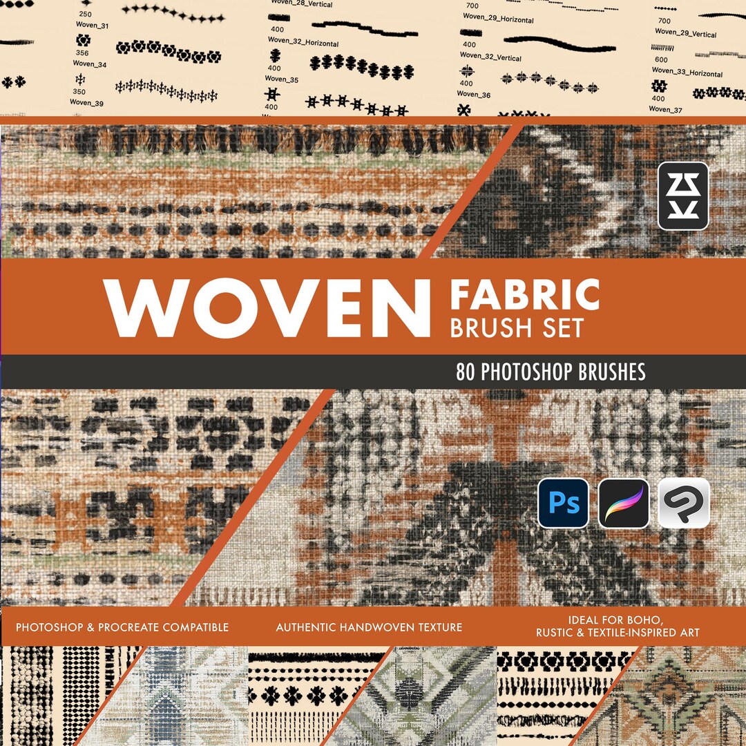Woven Fabric Brush Set | Procreate | Photoshop | CSP | Texture Brushes ...