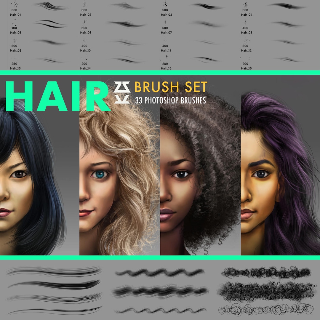 Hair Brush Set | Procreate | Photoshop | CSP | Texture Brushes - Etsy
