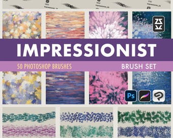 Set di pennelli impressionisti / Procreate / Photoshop / CSP / Pennelli per texture