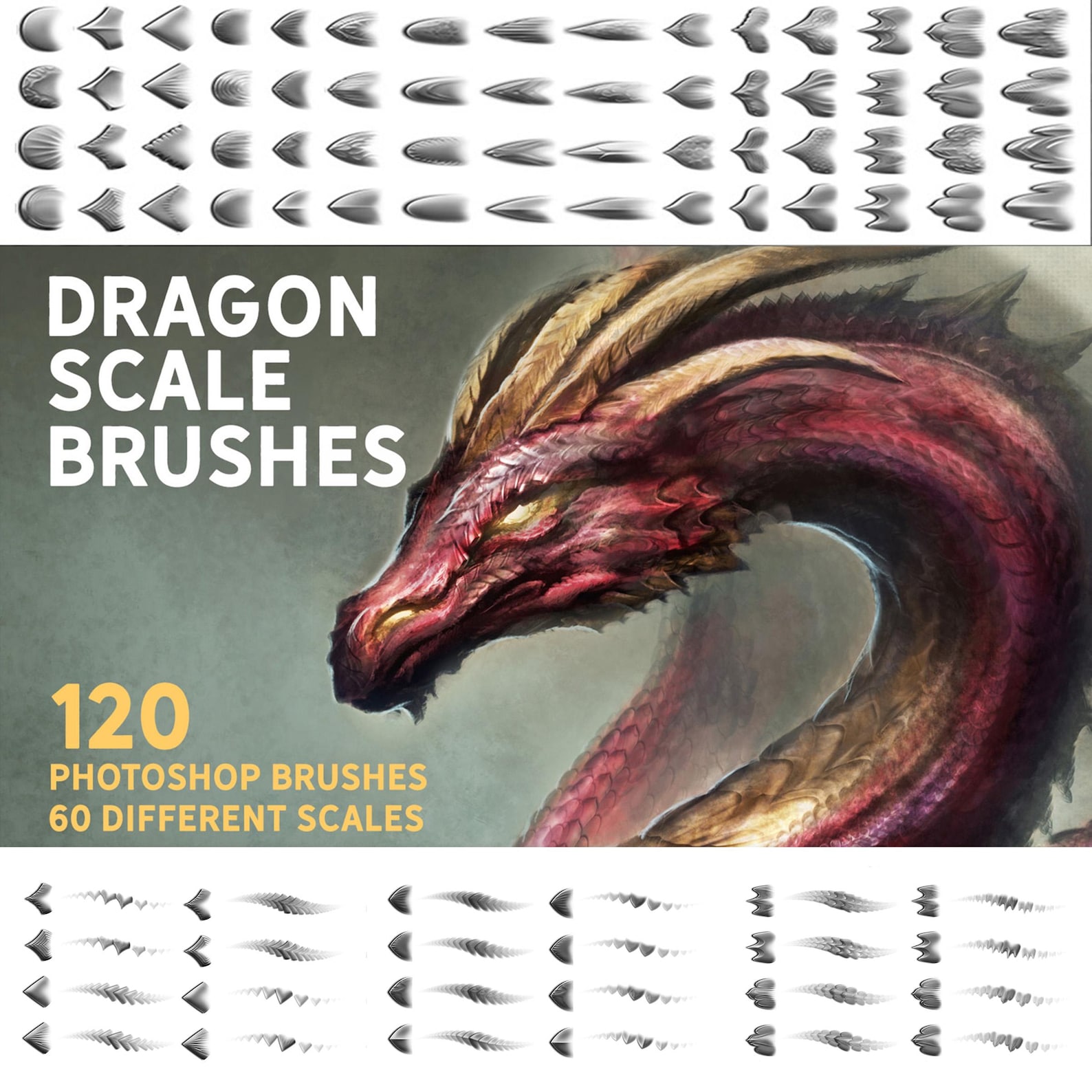 Dragon Scale Brush Set | Procreate | Photoshop | CSP | Texture Brushes ...