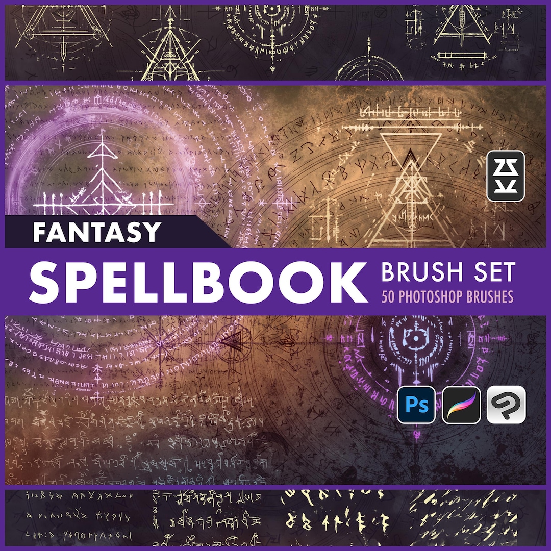 Fantasy Spell Book Brush Set | Procreate | Photoshop | CSP | Decor and ...