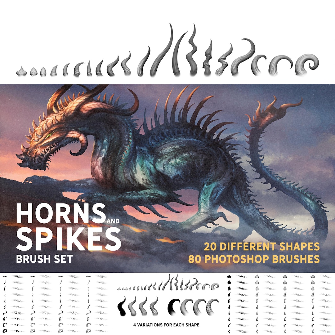 Horns and Spikes Brush Set | Procreate | Photoshop | CSP | Texture ...