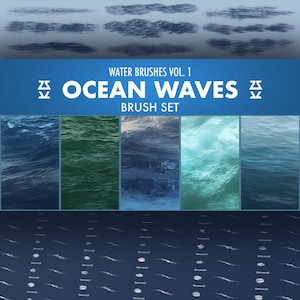 May include: A set of 24 digital brushes for creating realistic ocean waves. The brushes are designed to be used in Photoshop and other digital art programs. The set includes a variety of brush sizes and shapes, allowing you to create waves of different sizes and styles. The brushes are also designed to be used with different blending modes, allowing you to create a variety of effects.