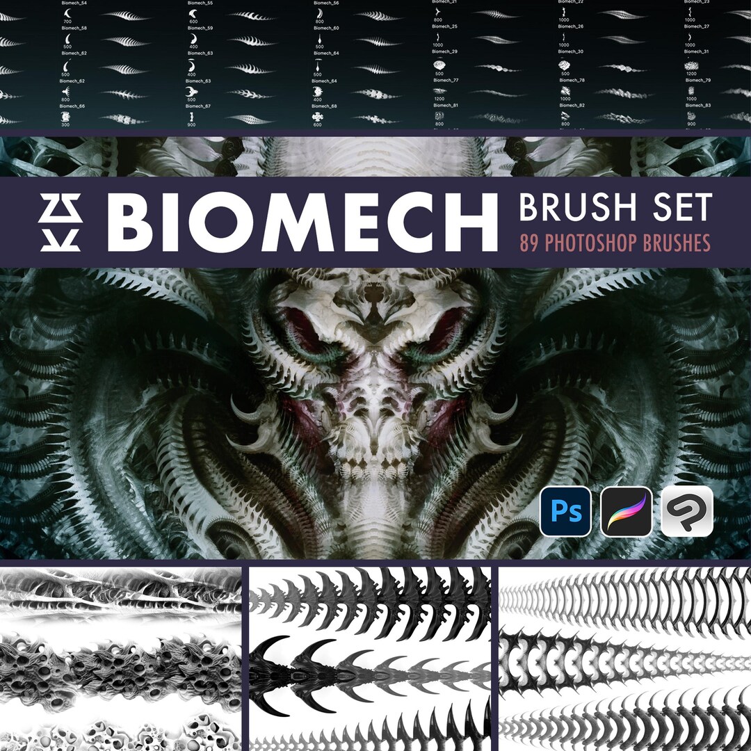 Biomech Brush Set | Procreate | Photoshop | CSP | Texture Brushes - Etsy