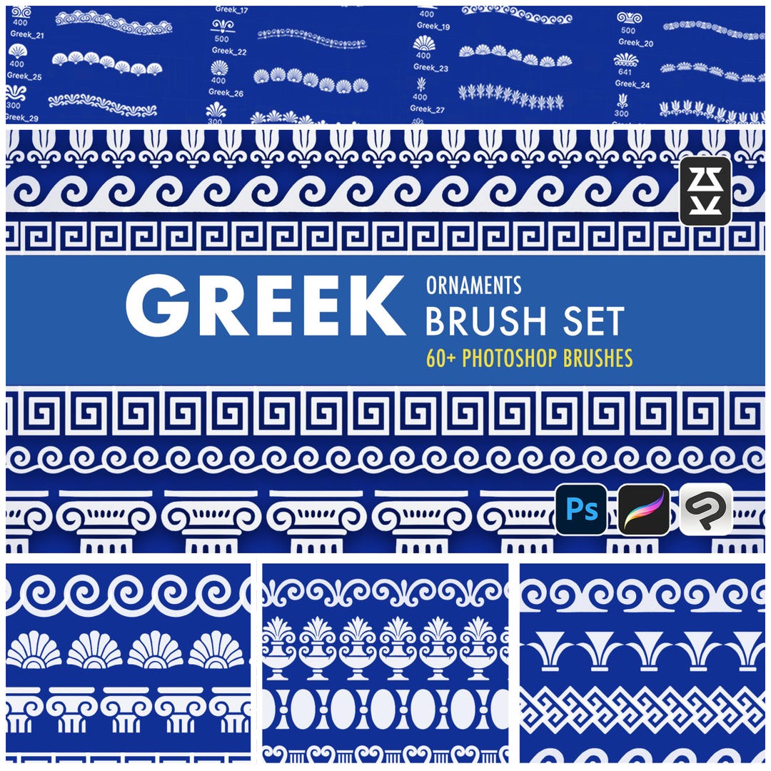 Greek Ornaments Brush Set | Procreate | Photoshop | CSP | Decor Brushes ...