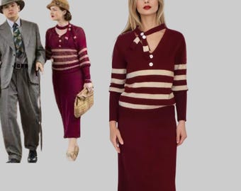 Bonnie and Clyde costume Bonnie Parker suit Iconic sweater dress 30s American Gangsters Movies Iconic Replica