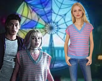 Enid Sinclair Sweater Vest: Pink & Blue Striped Knit Cosplay