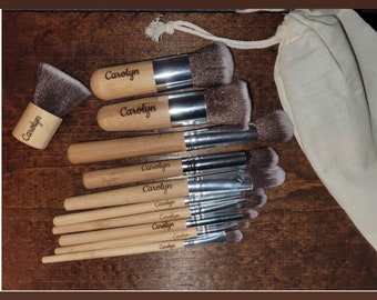 Bamboo make up brushes, can be personalized