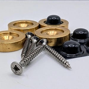 Brass Cutting Board Feet, Set of 4, Non-Slip Silicone Base, Stainless Steel Screws