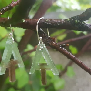 Appalachian Trail Resin drop earrings two tone.