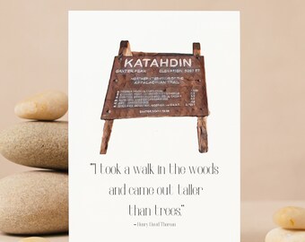 Tarjeta de muestra de la cumbre del monte Katahdin del sendero de los Apalaches