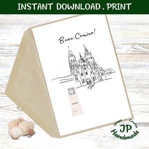 Instant Printable Santiago de Compostela Camino Greeting card, you download and print