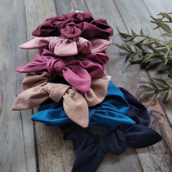 SMALL FORMAT - AN elastic scrunchie hair scrunchie (fall, boho, vintage, burgundy, taupe, navy, blue, fuchsia, pink models)