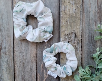 A hair scrunchie in ultra soft DBP, elastic scrunchie (child, adult, occasion, party, summer, sun, eucalyptus)