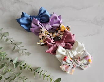 A JUMBO knotted hair bow in fabrics (spring, summer, flowers, satin, gift, boho, bohemian)