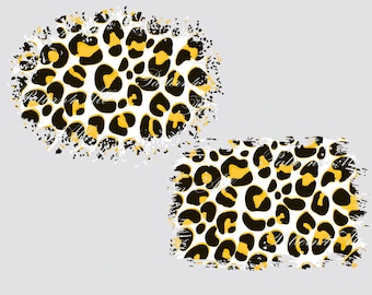 Fond d’impression de guépard jaune de détresse, éclaboussures d’impression léopard, noir - jaune - motif d’impression léopard blanc, javel blanc en détresse PNG