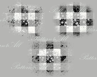 Flocon de neige, Patchs de sublimation à carreaux de buffle blanc noir, éclaboussures à carreaux, patchs de sublimation d’hiver PNG, éléments de design pour t-shirts