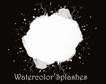 PNG White Watercolor Splashes Splotches Clipart, Paint Drip, Hand Painted  Blobs, Watercolor Shapes Graphics, White Splashes,Instant Download