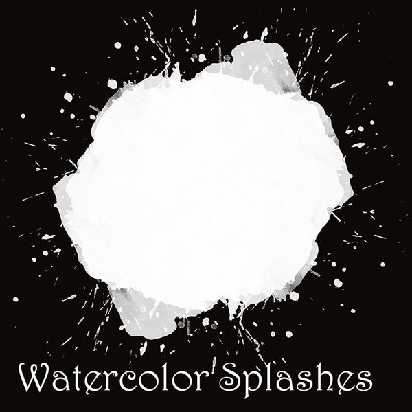 PNG White Watercolor Splashes Splotches Clipart, Paint Drip, Hand Painted Blobs, Watercolor Shapes Graphics, White Splashes,Instant Download