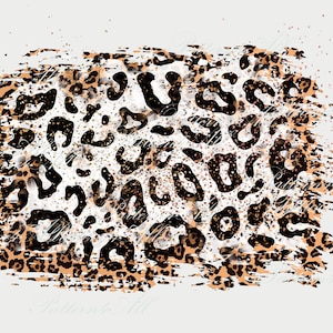 May include: A digital illustration of a leopard print pattern with a glittery effect. The print is in shades of brown, black, and white.