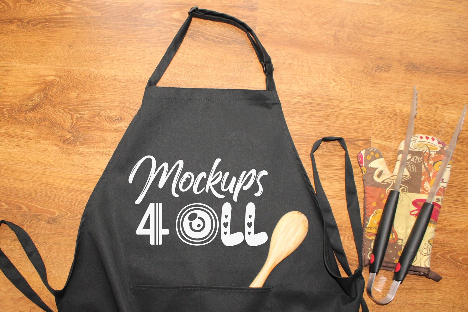 Black Apron Mockup Baking MockupKitchen Apron Flatlay Etsy