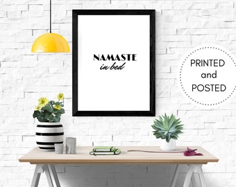 Namaste in bed Print/ Namaste in bed Wall Art / Bedroom Prints /Bedroom Signs/ Bedroom Wall Decor/ Instant download