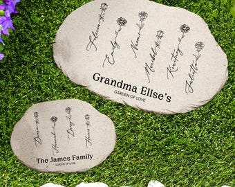 Personalized Mom Flower Garden Stone, Grandma's Garden, Personalized Gifts for Mom, Grandma Gift, Garden of Love, Mom Gifts from Kids
