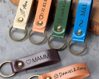 Couples Keychain Gift, Custom Leather Keychain, Personalized Keychain for Women, Valentines Day Gift, Anniversary Gift for Him, Gift for Her