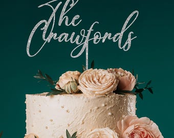 Personalized Wedding Cake Topper, Custom Script Cake Topper for Wedding, Family Name Cake Topper, Bride and Groom Cake Decor