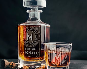 Whiskey Decanter Set Personalized, Barware Set, Groomsmen Gifts, Gifts for Him, Gifts for Men, Gifts For Dad, Engraved Bottle Whiskey