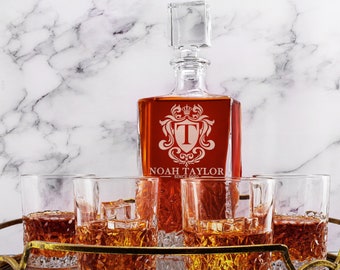 Whiskey Decanter Set Personalized, Personalized Gifts for Him, Wedding Gifts for Couples, Anniversary Gift for Men, Valentines Day Gift