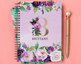 Journal for Women Personalized Notebook Spiral Floral Notebook Custom Journal Graduation Gift for Her, Bridesmaid Notebook