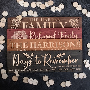 Wood Family Calendar Personalized Family Birthday Calendar Personalize Calendar for Wall Family Gifts  Wooden Board Calendar