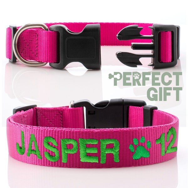 Embroidered Dog Collar With Name and Number Etsy