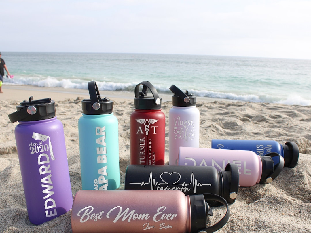 Personalized Water Bottle, Custom Engraved Water Bottle With Straw Lid ...
