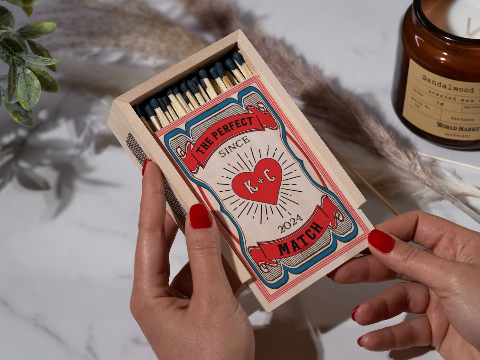 Personalized Couples Matchbox Wood
