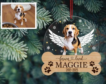 Custom Dog Christmas Ornament, Personalized Pet Ornament, Dog Memorial Ornament, Custom Dog Photo Ornament, Dog Remembrance Gift for Pet
