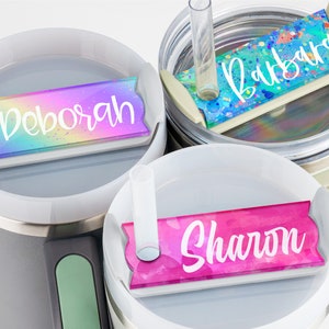 Stanley Name Tag Glitter, Personalized Name Plate for Stanley Tumblers, Customized Acrylic Name Plate for Stanley Lids, Gift for Her, Mom