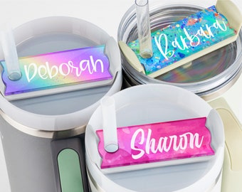 Stanley Name Tag Glitter Personalized Name Plate for Stanley Tumblers, Customized Acrylic Name Plate for Stanley Lids, Gift for Her, Mom