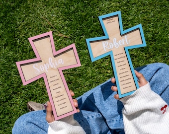 Personalized Wooden Baptism Cross Baby Shower Nursery Decor, Custom Baptism Gift, Easter Decor Baptism Gift, Prayer Cross, Christening Gift