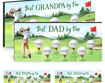 Best DAD by Par Sign with  grandkid's name Father's Day Gift Personalized Plaque for Grandpa Custom Gift for Dad Father's Day Gifts