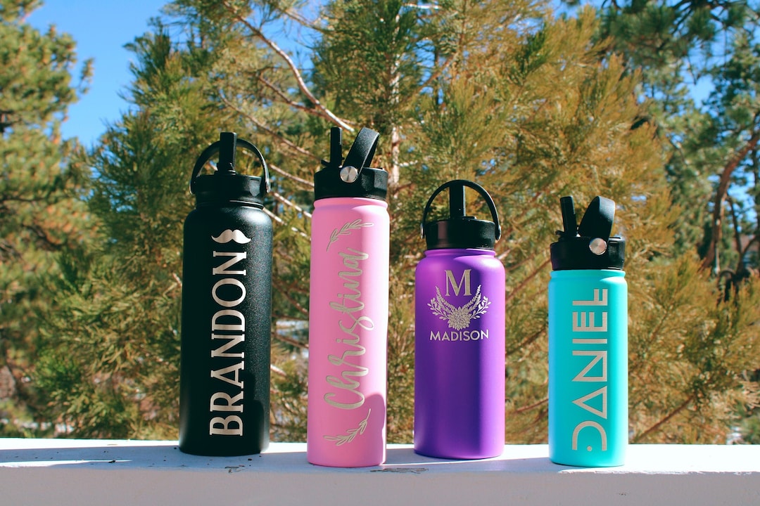 Personalized Water Bottle With Straw Lid, Custom Engraved Water Bottle ...