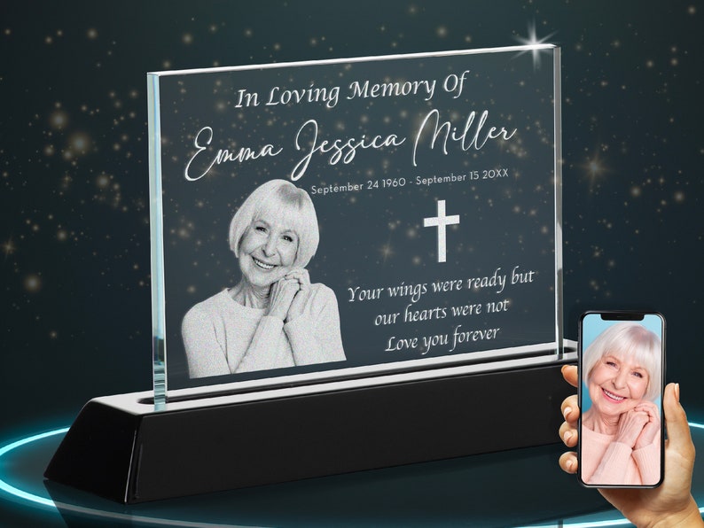 Mother's Day Gift 3D Photo Crystal, Personalized Memorial Gift, In Loving Memory Gift Gifts for Loss Loved Ones, Photo Memorial, Sympathy image 3