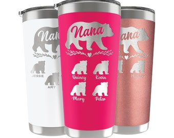 Nana Bear Personalized Tumbler,20oz, Gift for her, Travel Mug, Coffee Cup, Grandma, Nana Gift, Lovely Grandmother, Nana Funny Gift, Love