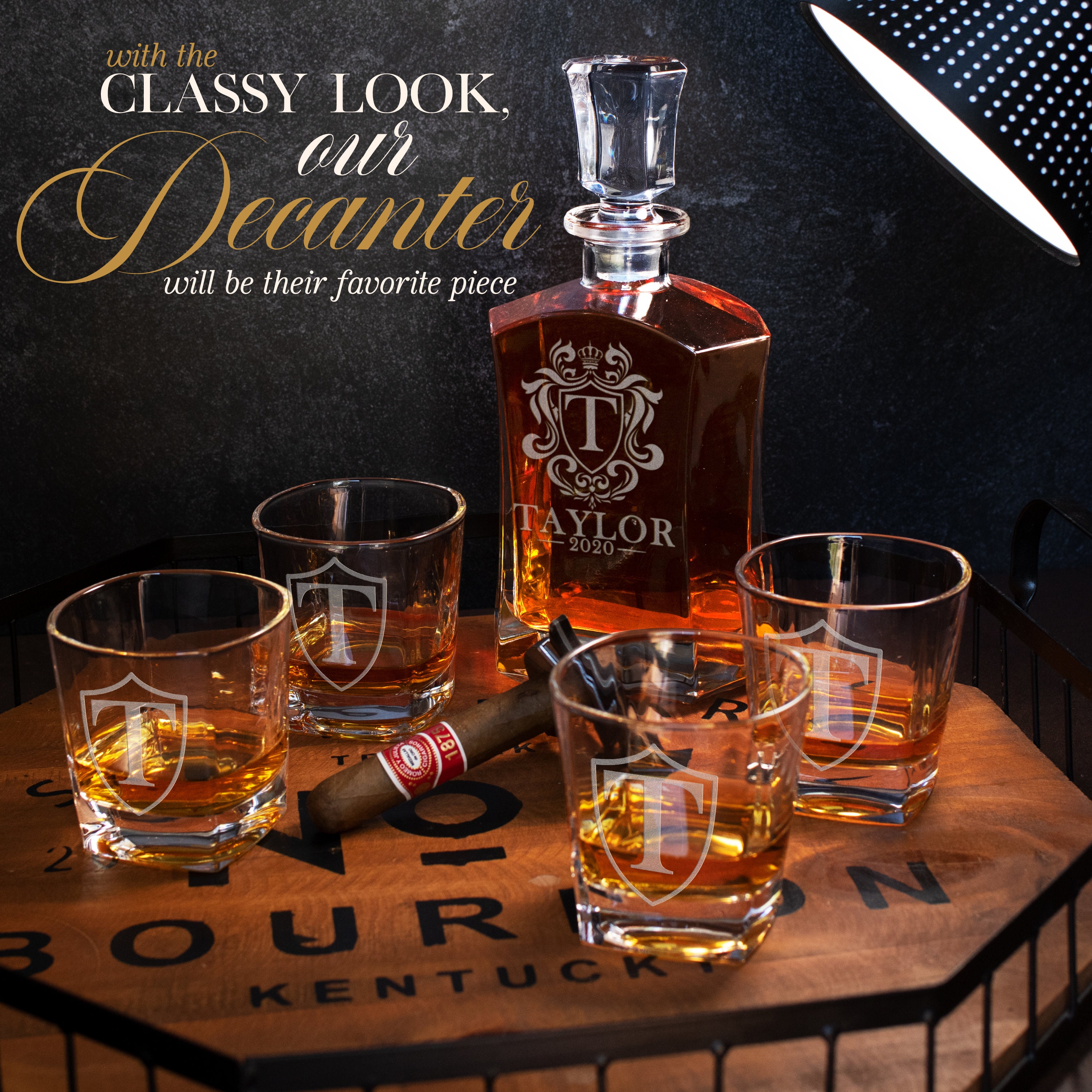 Father's Day Gift Whiskey Decanter or Set w/ Glasses Etsy