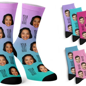 Calcetines faciales personalizados con texto, regalos personalizados, calcetines personalizados con foto para hombres y mujeres - Regalos personalizados para él, calcetines divertidos para mascotas