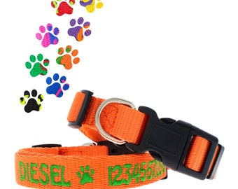 Personalized Dog Collar, Embroidered Dog Collar w/ Pet Name, Custom Dog Collar, Personalized Embroidered Pet Collar, Dog Collar, Pet Collar