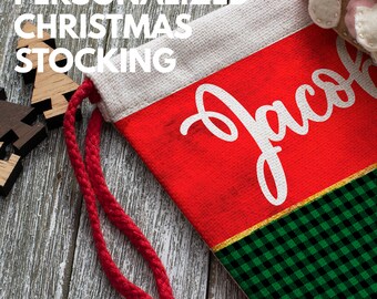 Personalized Initial Christmas Stocking, Burlap Holiday Decor w/ Name, 6 Designs - Stockings for Kids & Adults Holiday Decoration - Family