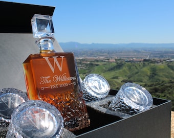 Whiskey Decanter Set Personalized • Personalized Gifts for Men • Wedding Gift • Gift for Him • Anniversary Gifts for Couples • Husband Gift